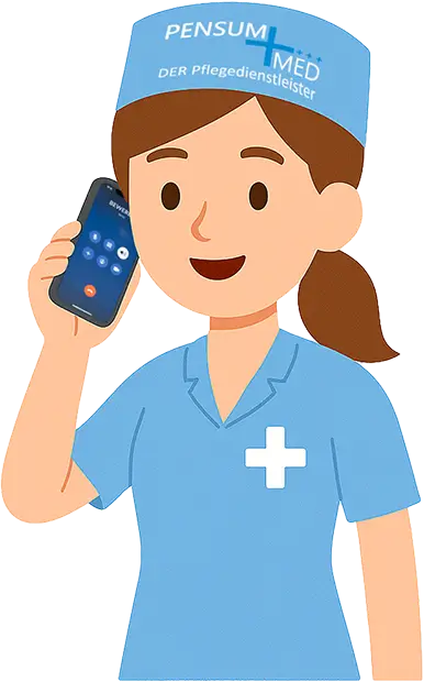 Illustration: Kontaktperson von Pensum MED am Telefon
